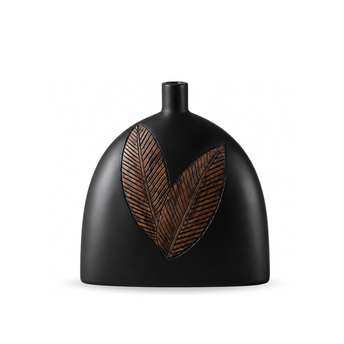 Vaza neagra din polirasina 25 cm Leaf & Satin Yazhi, 1, hectarul.ro