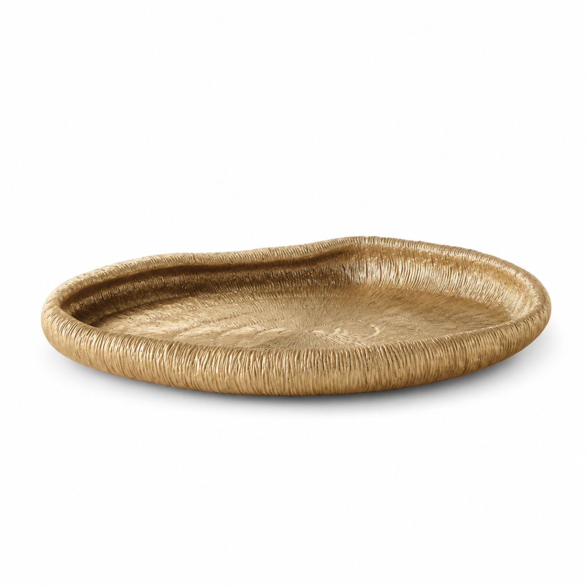 Platou decorativ auriu din polirasina 40.5 cm Leaf & Satin Yazhi, 1, hectarul.ro