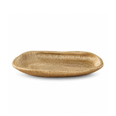 Platou decorativ auriu din polirasina 35 cm Leaf & Satin Yazhi