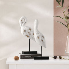 Decoratiune barza alba din polirasina 41 cm Yazhi