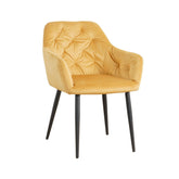 Hectarul - Scaun tip fotoliu living/dining, galben-piersica, tapiserie catifea, cadru metalic, fix, 56x56x84, Velvet