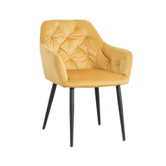 Scaun tip fotoliu living/dining, galben-piersica, tapiserie catifea, cadru metalic, fix, 56x56x84, Velvet