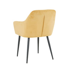 Scaun tip fotoliu living/dining, galben-piersica, tapiserie catifea, cadru metalic, fix, 56x56x84, Velvet