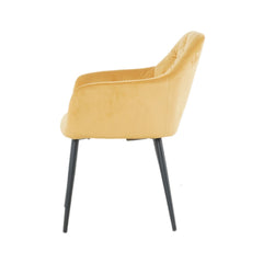 Scaun tip fotoliu living/dining, galben-piersica, tapiserie catifea, cadru metalic, fix, 56x56x84, Velvet