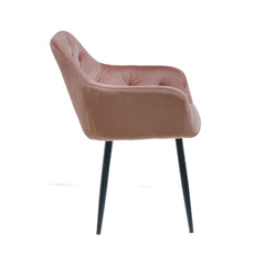 Scaun tip fotoliu, roz prafuit, living/dining, tapiserie catifea, cadru metalic, fix, 56x56x84, Velvet