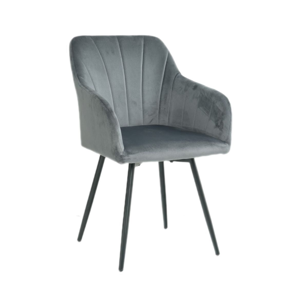 Scaun dining rotativ gri inchis, catifea poliester, 61x56x83 cm, Paonne, 1, hectarul.ro