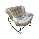 Hectarul - Fotoliu-balansoar cu cadru negru si perna bej Lazy Bloom Haro