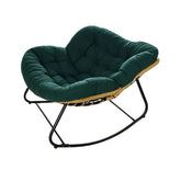 Hectarul - Fotoliu-balansoar cu cadru negru si perna verde Lazy Bloom Haro