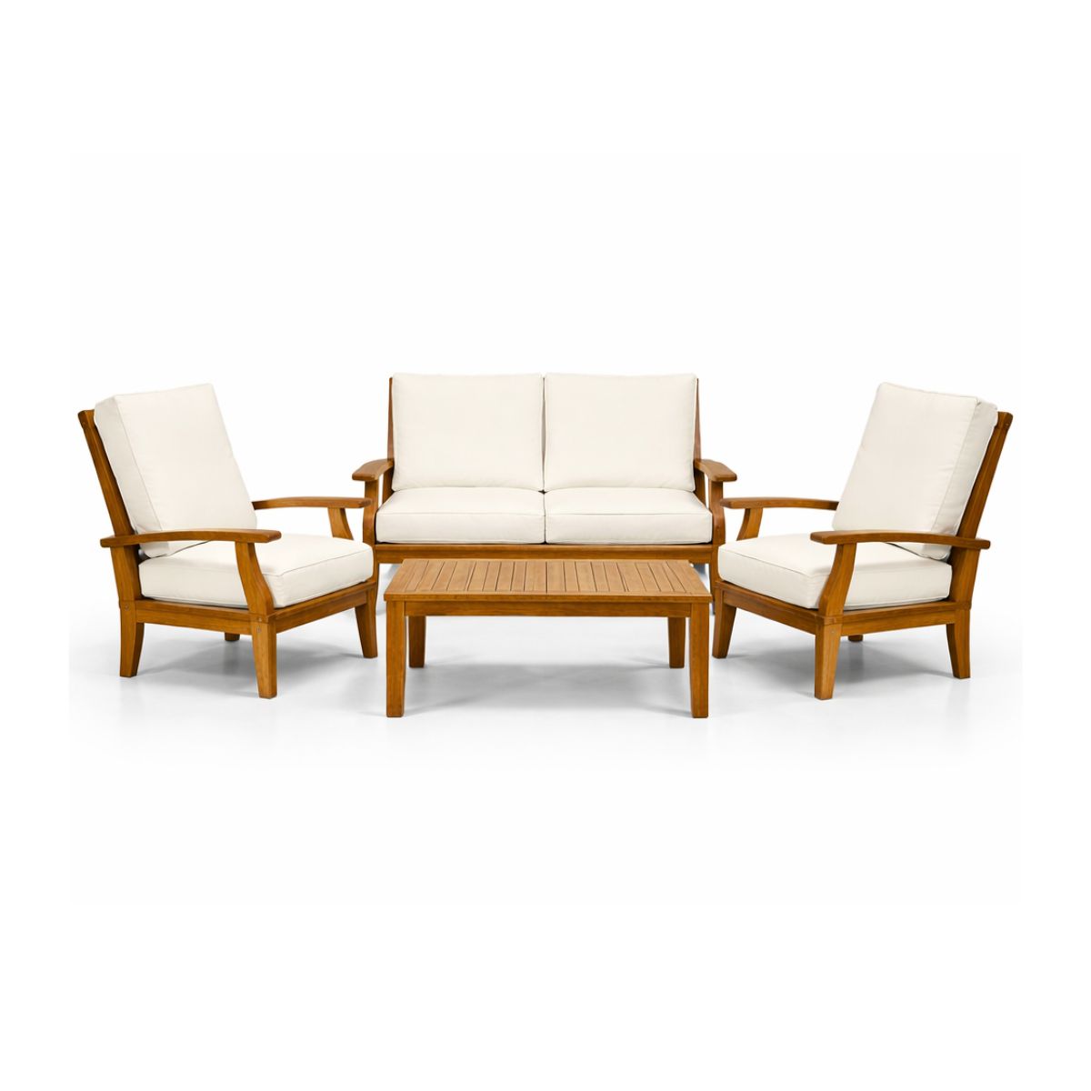 Set mobilier terasa/gradina Pinky 4 piese din lemn masiv de tec cu perne incluse, 1, hectarul.ro