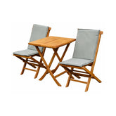 Hectarul - Set 3 piese Picnic din lemn masiv de tec compus din 2 scaune si masa rabatabile de culoare maro natur cu perne incluse