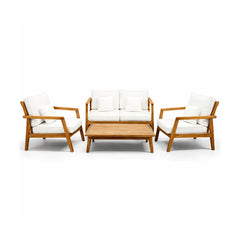 Set mobilier terasa/gradina Malibu 4 piese din lemn masiv de tec cu perne incluse