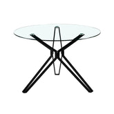 Hectarul - Masa dining rotunda cu cadru metalic negru si blat din sticla securizata 8 mm grosime, 110 cm diametru, 74 cm inaltime, Iris HARO