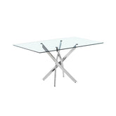 Hectarul - Masa dining cu picioare metalice cromate si blat din sticla securizata 10 mm grosime, 160X90X75 cm Brillo HARO