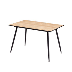 Masa dining cu picioare metalice negre si blat din MDF maro stejar, 15 mm grosime, 120X80X74 cm, Randers HARO