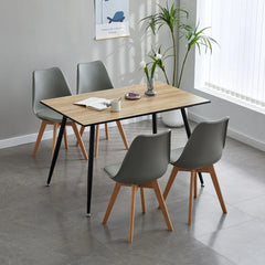 Masa dining cu picioare metalice negre si blat din MDF maro stejar, 15 mm grosime, 120X80X74 cm, Randers HARO