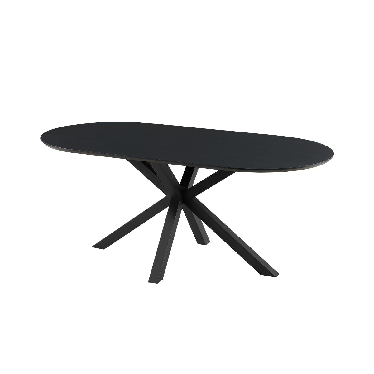 Masa dining ovala cu picioare metalice si blat negru din MDF 25 mm grosime, Odense HARO, 1, hectarul.ro