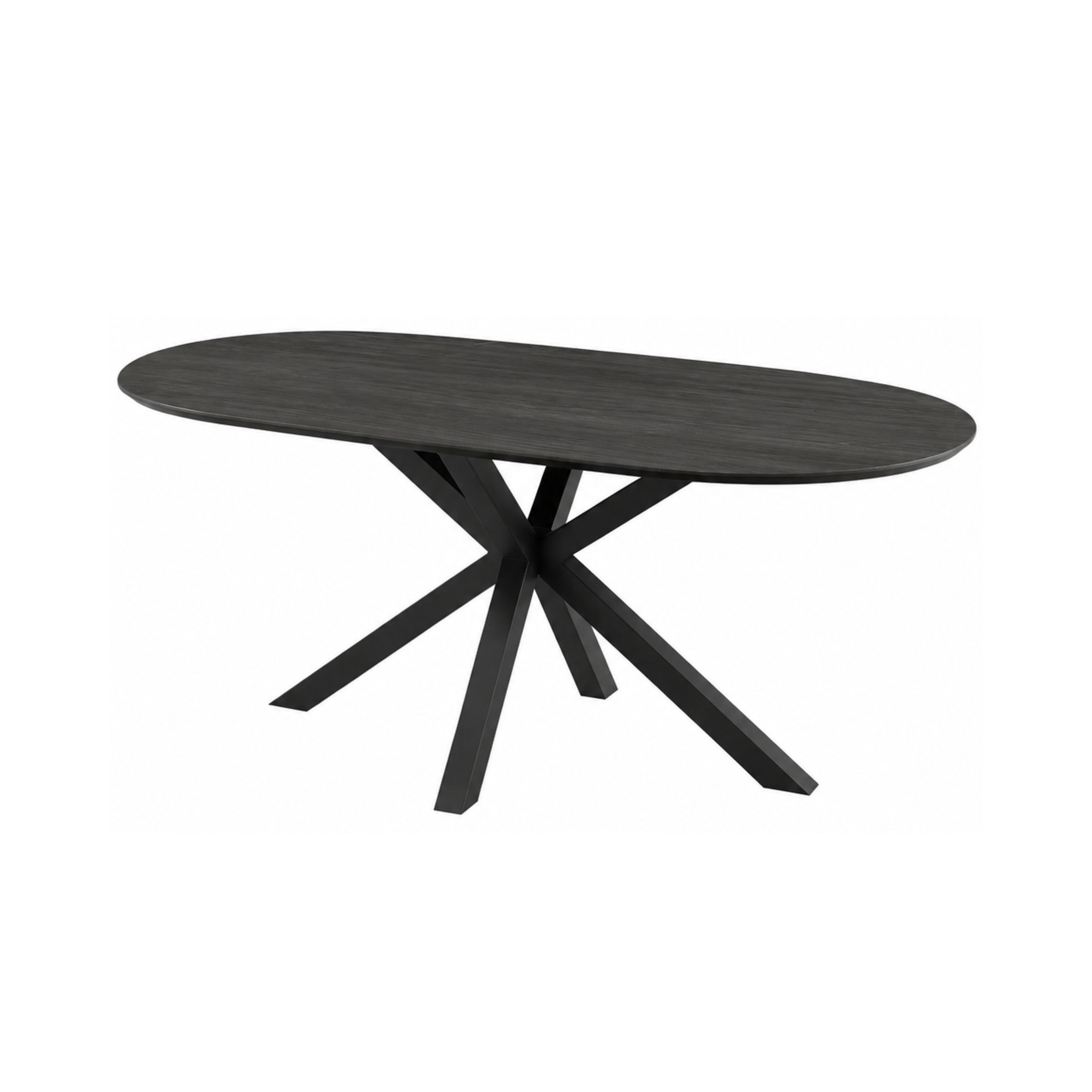 Masa dining ovala 160x90 cm maro inchis, blat din MDF 25 mm si picioare metalice, Odense HARO, 1, hectarul.ro
