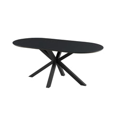 Masa dining ovala cu picioare metalice si blat negru din MDF 25 mm grosime, Odense HARO