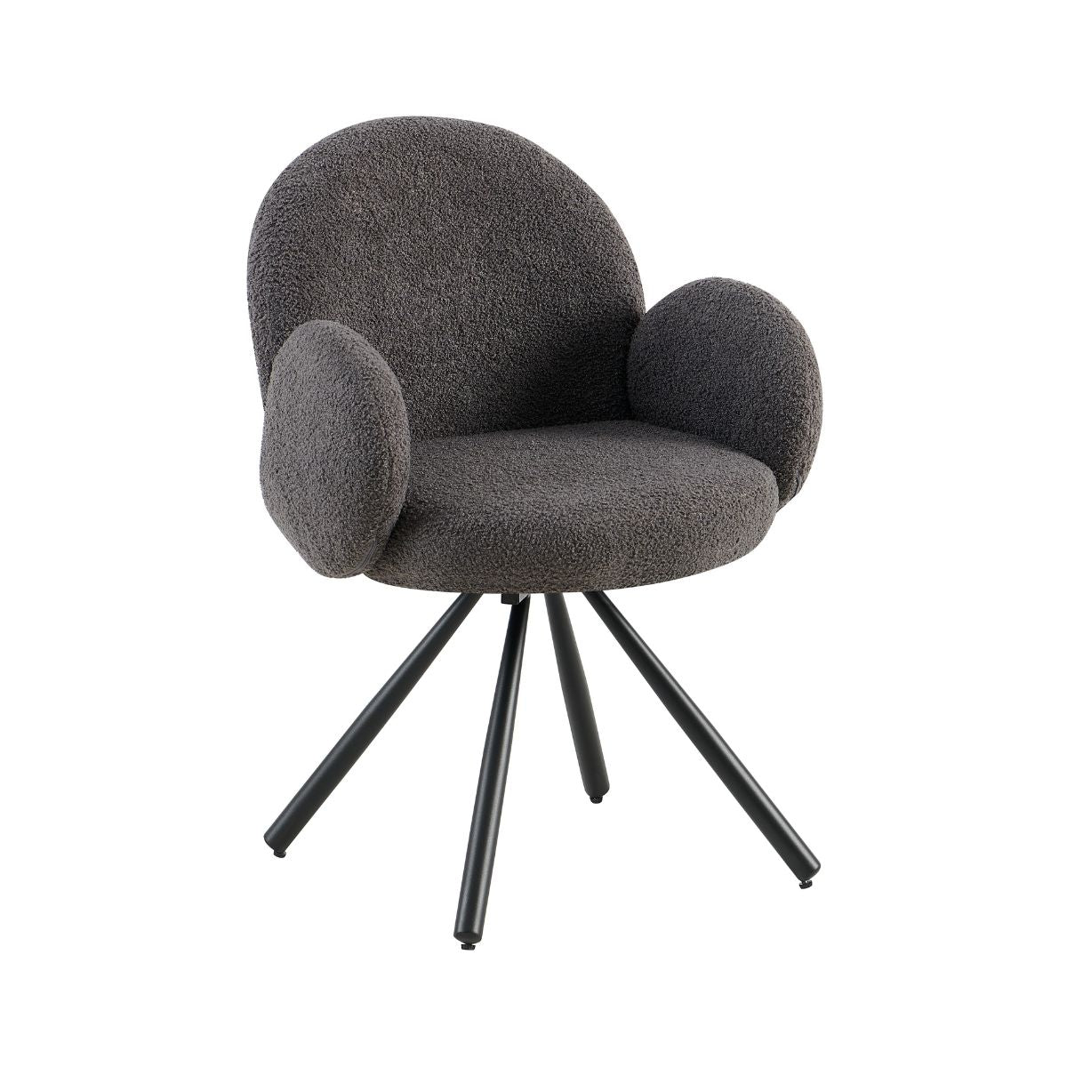 Scaun dining rotativ, gri inchis, tapiserie textil si cadru metalic, 60x63x87 cm Teddy HARO, 1, hectarul.ro