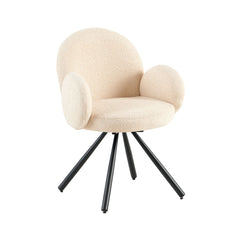 Scaun dining rotativ, bej-taupe, tapiserie textil si cadru metalic, 60x63x87 cm Teddy HARO