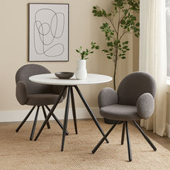 Scaun dining rotativ, gri inchis, tapiserie textil si cadru metalic, 60x63x87 cm Teddy HARO