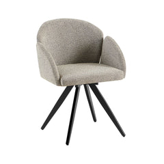 Scaun dining rotativ, gri deschis, tapiserie textil si cadru metalic, 57x56x80 cm Noran