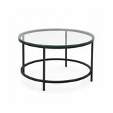 Hectarul - Masuta de cafea rotunda cu cadru metalic negru si blat din sticla securizata 6 mm grosime, 70x40 cm Bayamo HARO