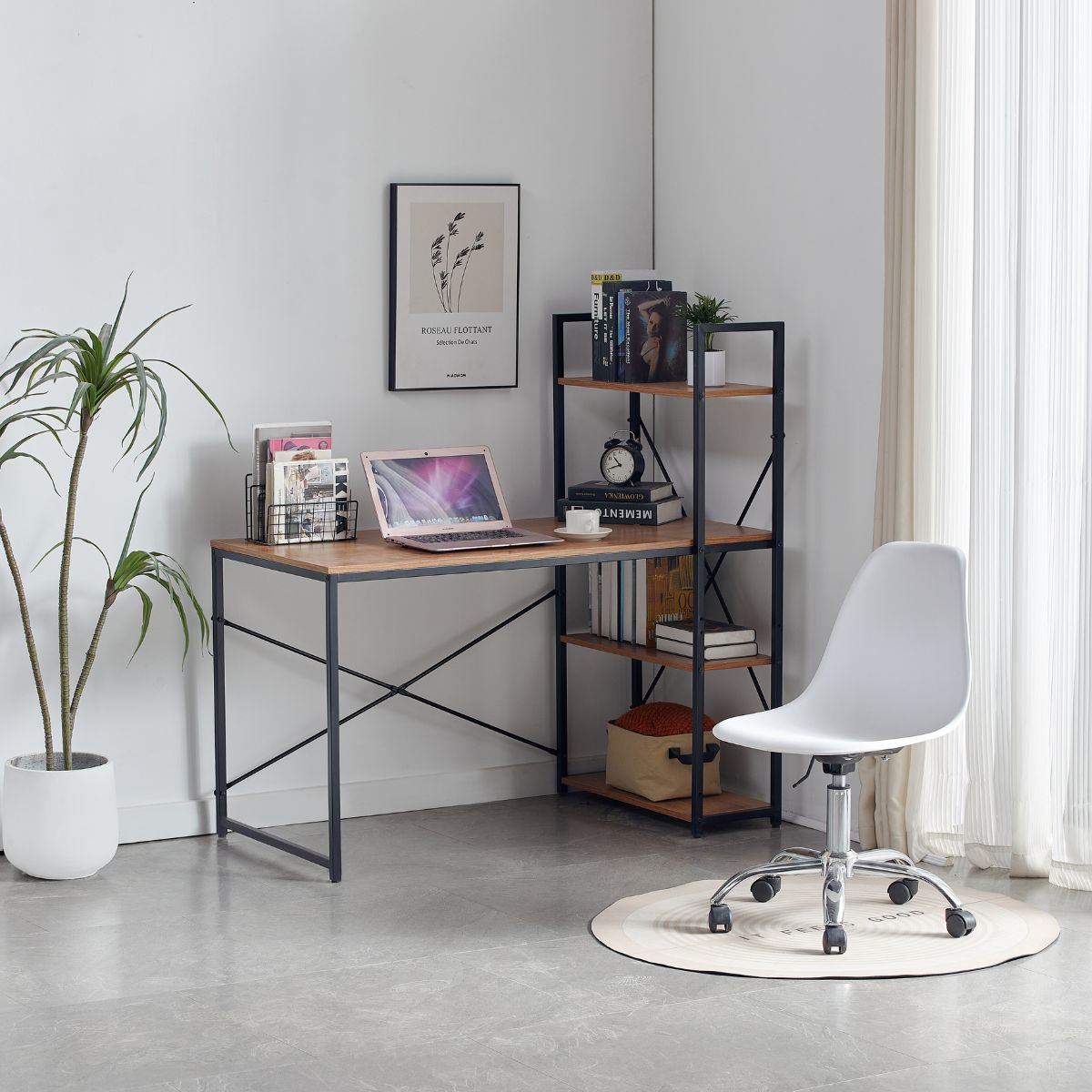 Birou cu cadru metalic negru si blat din MDF melaminat maro, 15 mm grosime, 120x60x121 cm Storia 2 HARO, 1, hectarul.ro