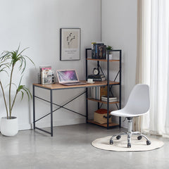 Birou cu cadru metalic negru si blat din MDF melaminat maro, 15 mm grosime, 120x60x121 cm Storia 2 HARO