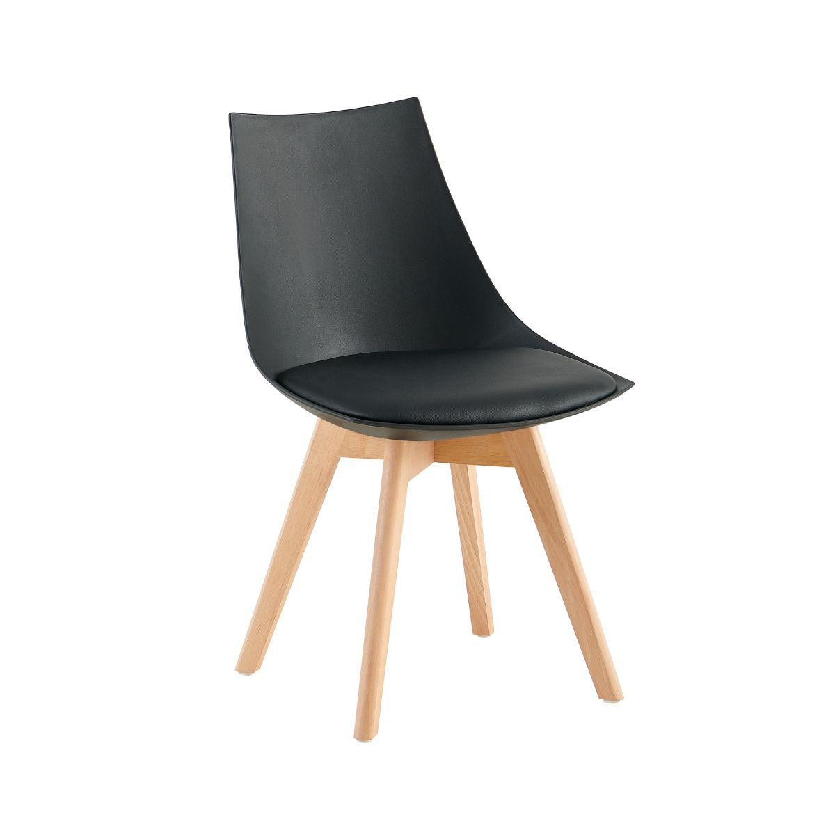 Scaun de bucatarie/dining negru din PP si lemn cu perna moale din piele ecologica, Norse HARO, 1, hectarul.ro