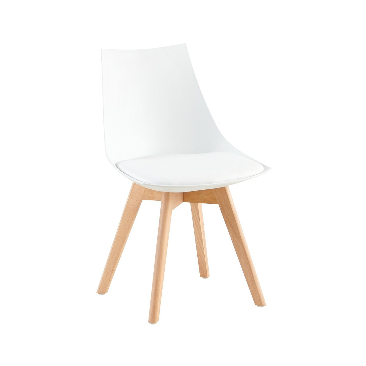 Scaun de bucatarie/dining alb din PP si lemn cu perna moale din piele ecologica, Norse HARO, 1, hectarul.ro