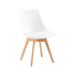 Scaun de bucatarie/dining alb din PP si lemn cu perna moale din piele ecologica, Norse HARO