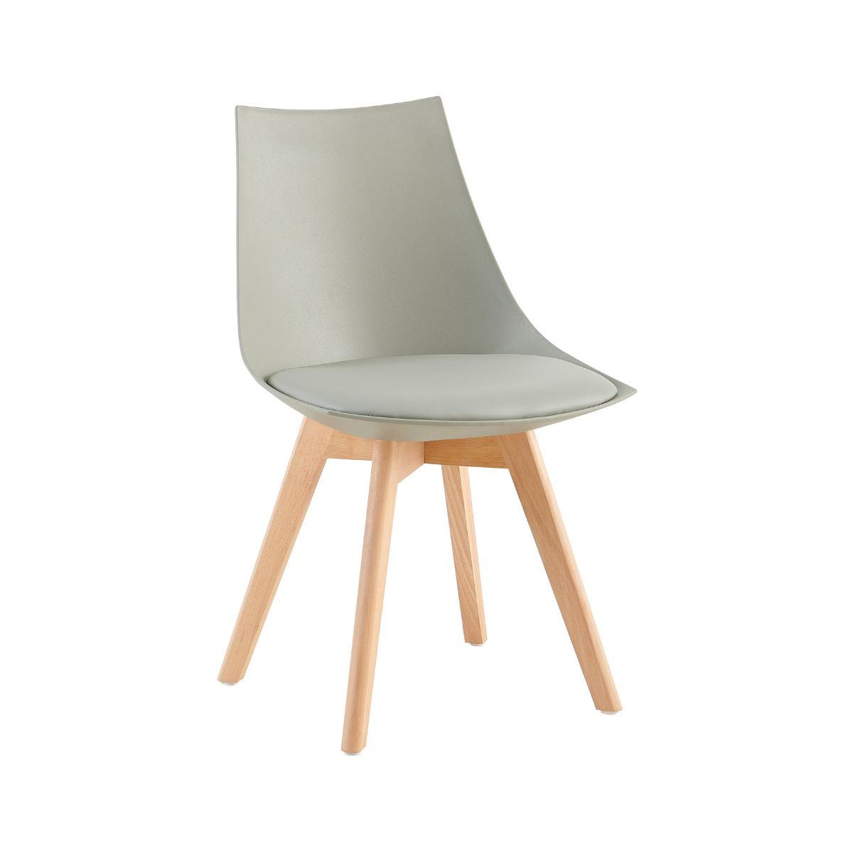 Scaun de bucatarie/dining gri deschis din PP si lemn cu perna moale din piele ecologica, Norse HARO, 1, hectarul.ro