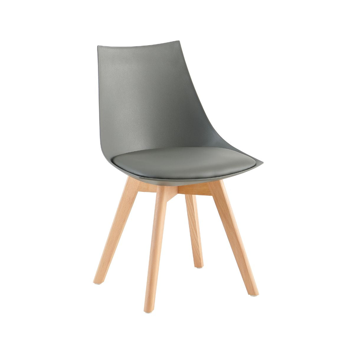 Scaun de bucatarie/dining gri inchis (antracit) din PP si lemn cu perna moale din piele ecologica, Norse HARO, 1, hectarul.ro