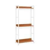 Hectarul - Raft tip dressing cu cadru metalic alb si polite MDF melaminat maro stejar, 80x35x195 cm Alba HARO