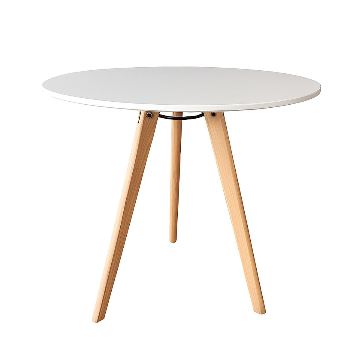 Masa de dining rotunda alba Ø80x74 cm, din MDF melaminat si lemn de fag, Pago HARO, 1, hectarul.ro