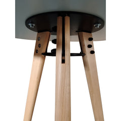 Masa de dining rotunda alba Ø80x74 cm, din MDF melaminat si lemn de fag, Pago HARO