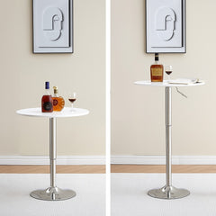 Masa reglabila pe inaltime, rotunda, Ø60x72-95 cm, din MDF melaminat si metal cromat, Risea HARO