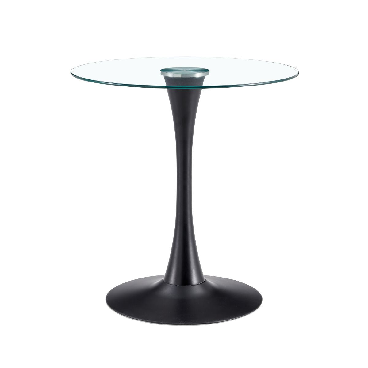 Masa de dining rotunda cu picior metalic si blat din sticla securizata Ø80x74 cm Sablier HARO, 1, hectarul.ro