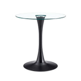 Hectarul - Masa de dining rotunda cu picior metalic si blat din sticla securizata Ø80x74 cm Sablier HARO