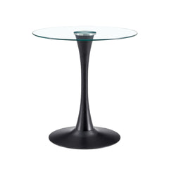 Masa de dining rotunda cu picior metalic si blat din sticla securizata Ø80x74 cm Sablier HARO