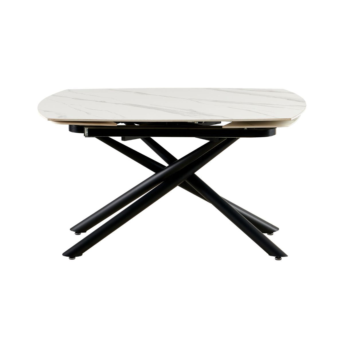 Masa de dining extensibila 140-200 cm, din piatra sinterizata si metal, Niveo HARO, 1, hectarul.ro