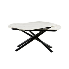 Masa de dining extensibila 140-200 cm, din piatra sinterizata si metal, Niveo HARO