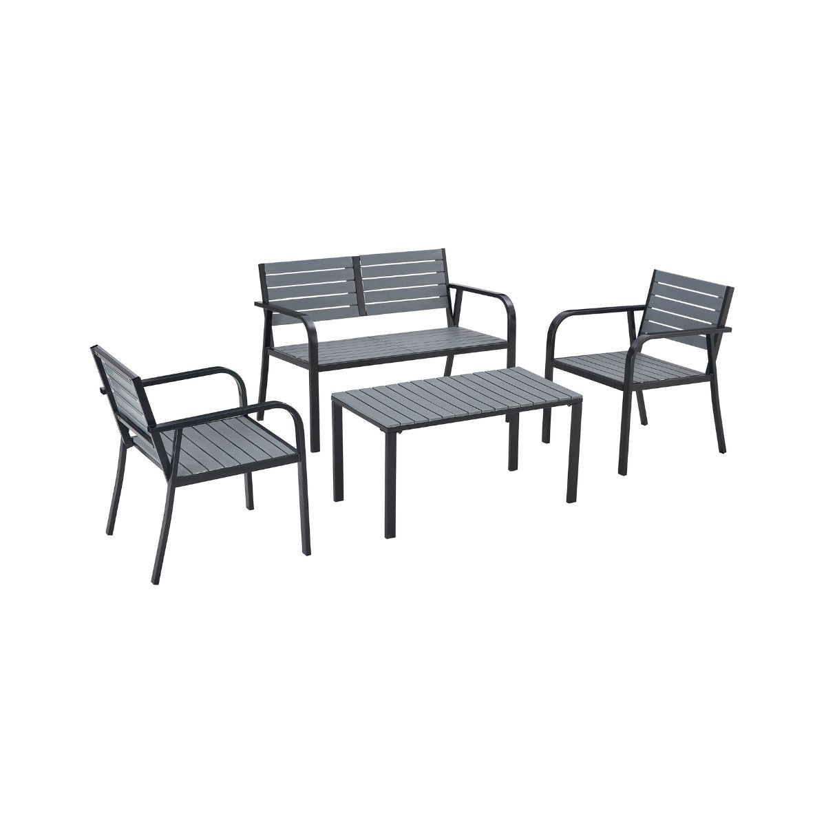 Set 4 mobilier de terasa/gradina gri antracit din metal si polipropilena, Tinos HARO, 1, hectarul.ro