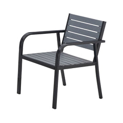 Set 4 mobilier de terasa/gradina gri antracit din metal si polipropilena, Tinos HARO