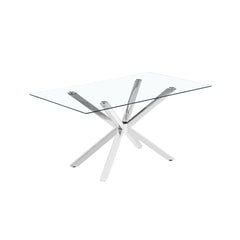 Masa transparenta din sticla si metal 150x90x75 cm Clario HARO