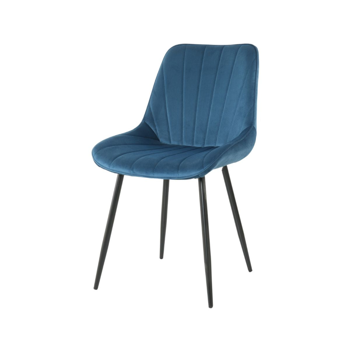 Pachet 3+1 Scaun dining albastru cu cadru metalic fix si sezut textil Lisse A866 HARO, 1, hectarul.ro