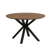 Hectarul - Masa de dining rotunda Ø120 cm cu cadru metalic si blat din MDF Vega Oak