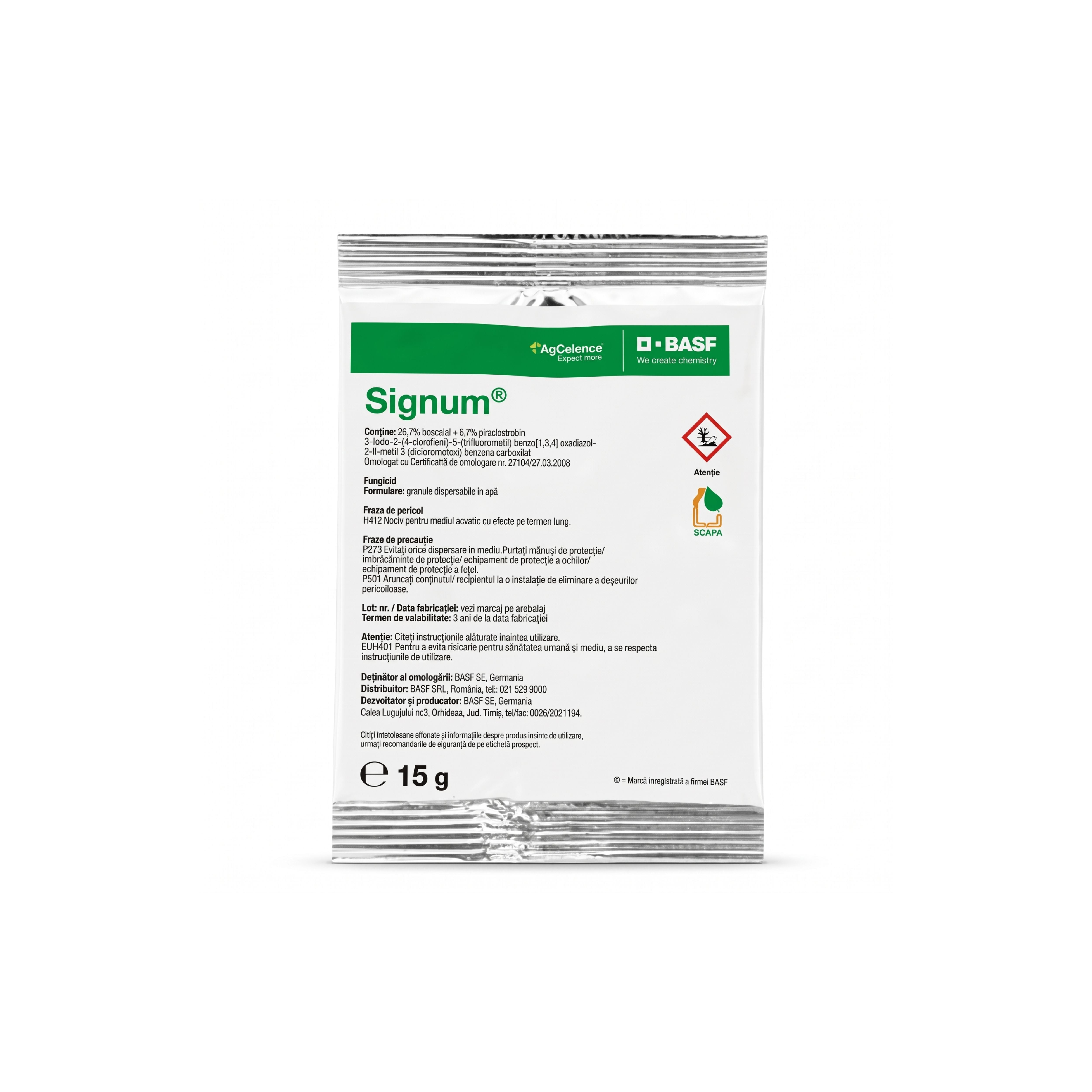 Signum 15 g fungicid BASF cu boscalid și piraclostrobin pentru pomi sâmburoși și legume, 1, hectarul.ro