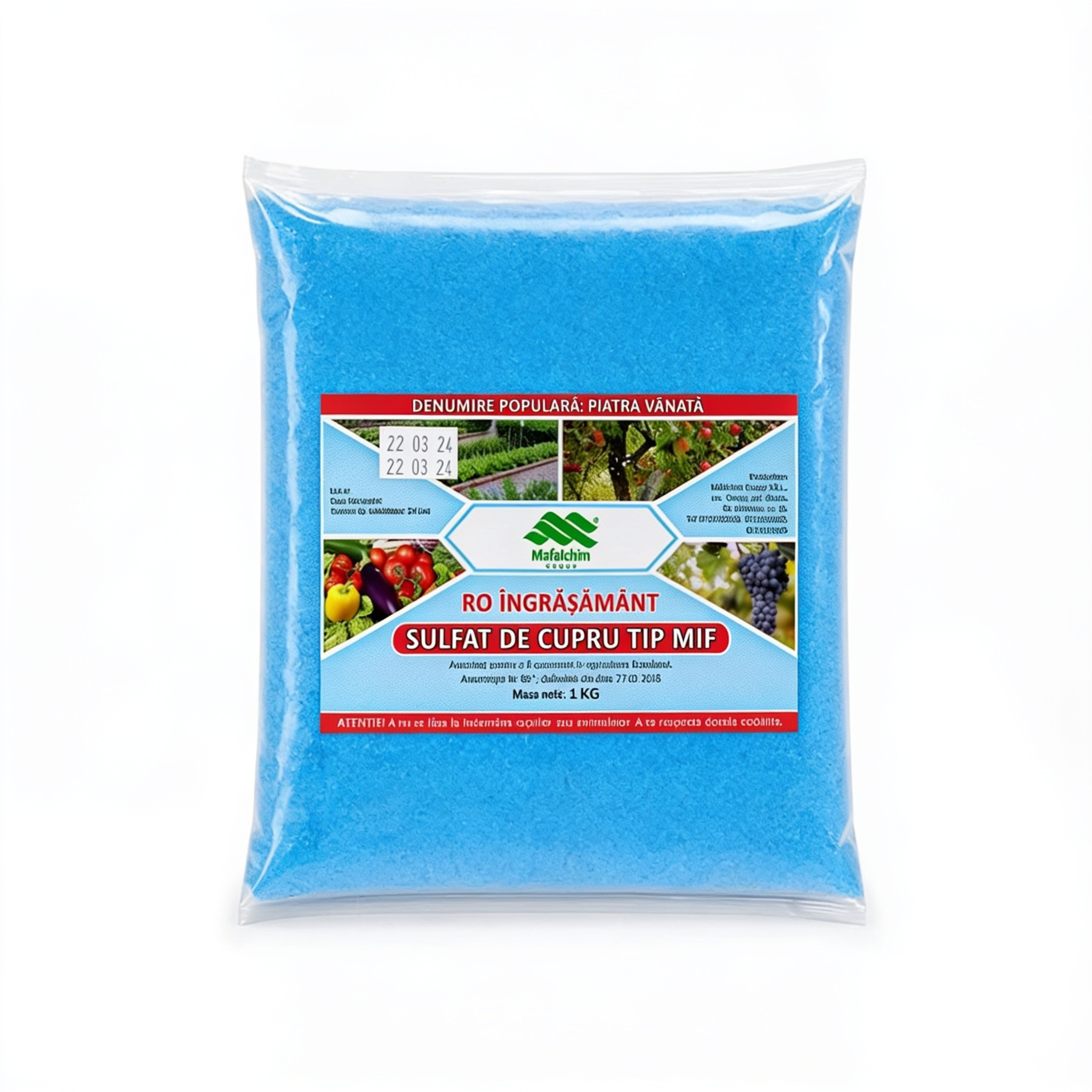 Sulfat de cupru pentahidrat – Piatră Vânătă – Tip MIF, 1 kg – Mifalchim, 1, hectarul.ro